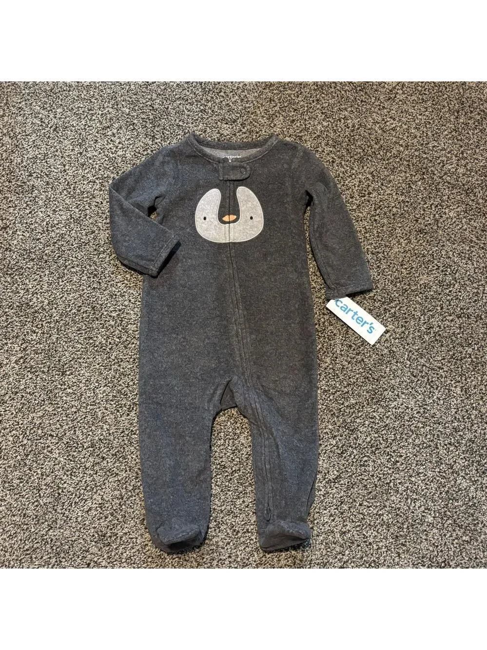 Brand NEW! Carter’s Gray Baby Fleece One Piece Footie 9 months NWT